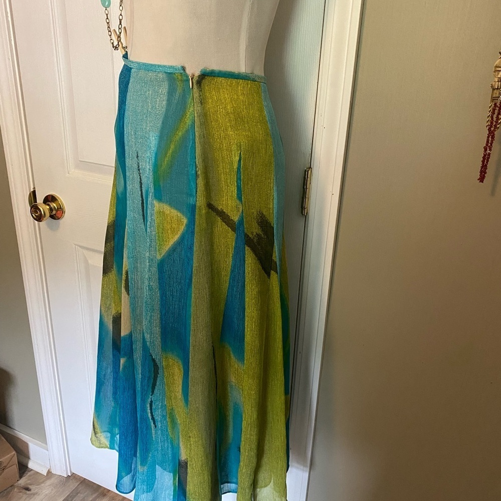 Evan Picone Blue Pleated MIDI Skirt for Resort Wear - Picture 4 of 8